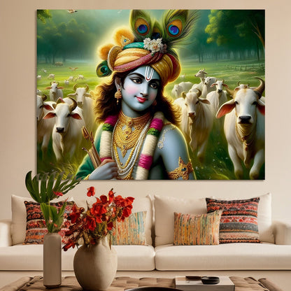 depiction of Krishna canvas wall art painting
