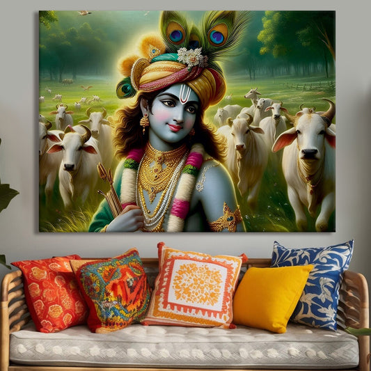 depiction of Krishna canvas wall art painting