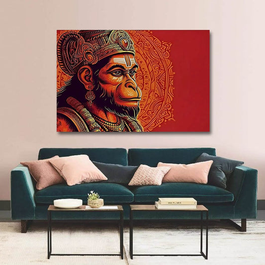 Lord Hanuman Canvas Wall Painting For Living Room