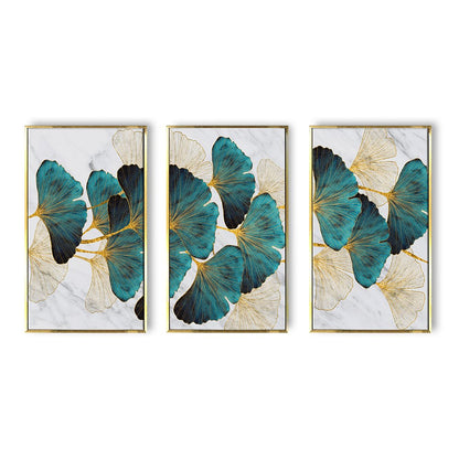Luxury Birds and Ginkgo Leaf's Canvas Painting Framed For Living Room Wall Decoration