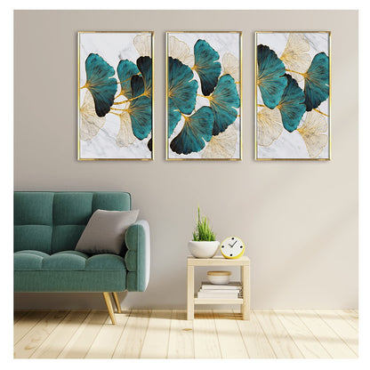 Luxury Birds and Ginkgo Leaf's Canvas Painting Framed For Living Room Wall Decoration