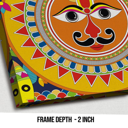 Madhubani Sun Canvas Wall Art Painting