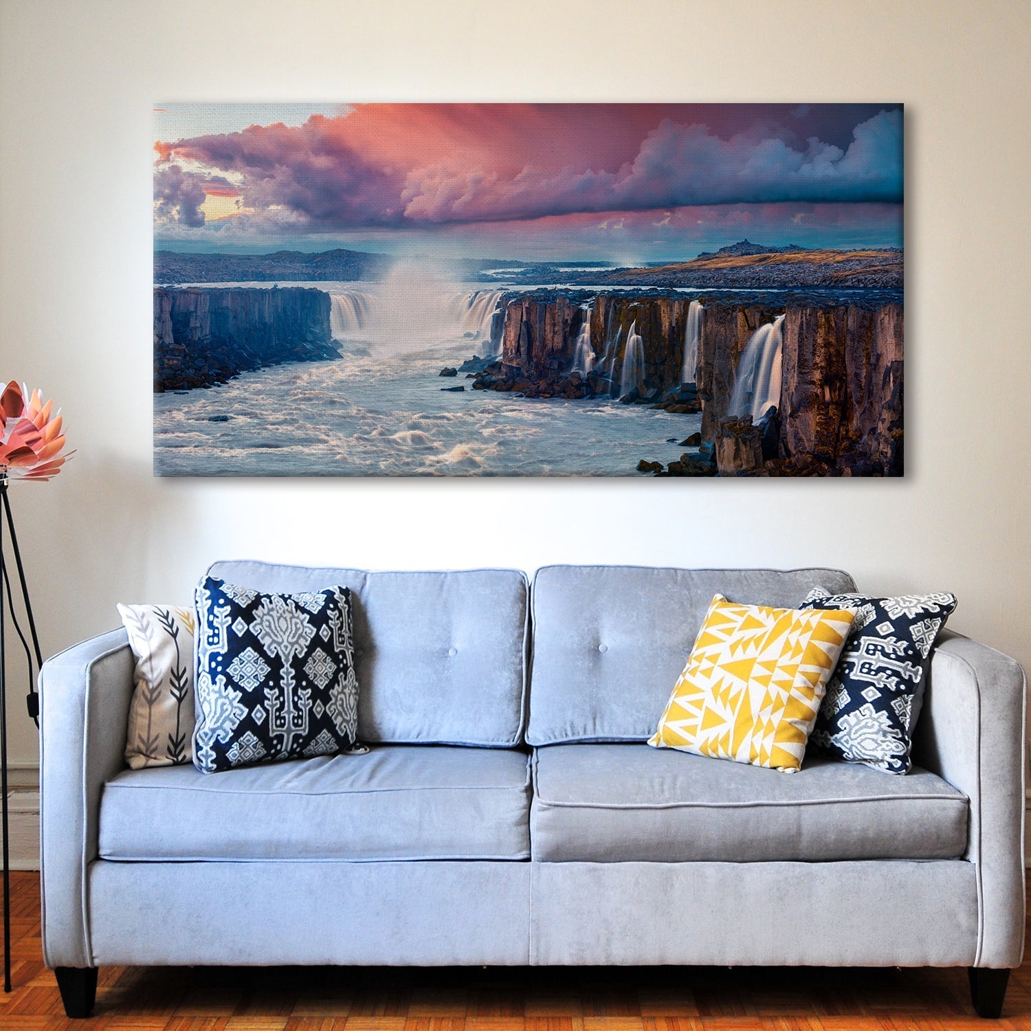 Selfoss Waterfall Canvas Wall Art Paintings.
