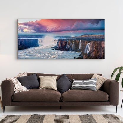 Selfoss Waterfall Canvas Wall Art Paintings.