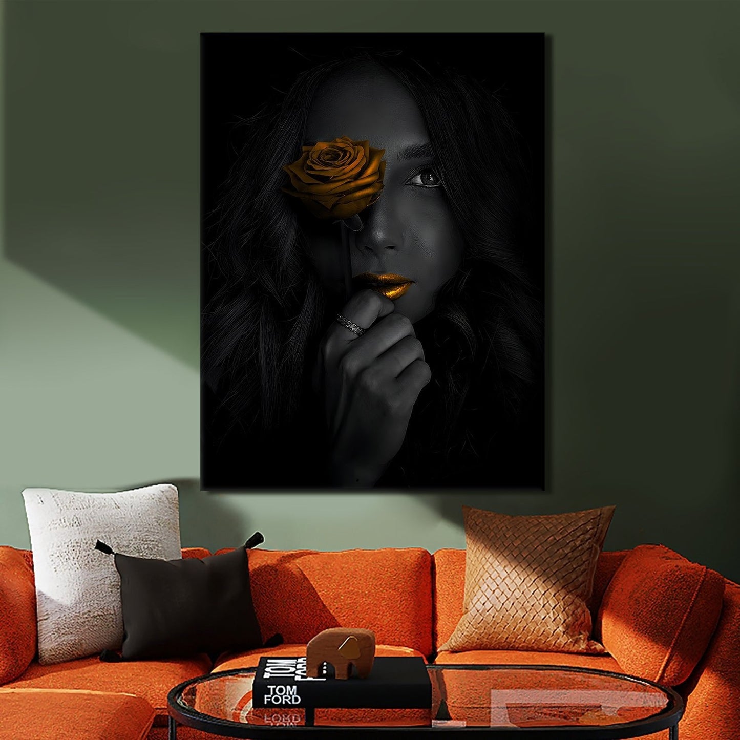 Girl With Rose Canvas Wall Art Paintings. 