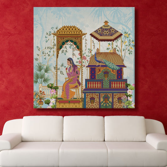 Mughal Indian Traditional Canvas Wall Art Painting