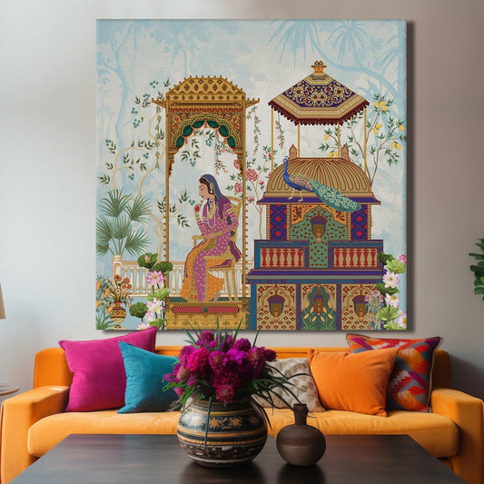Mughal Indian Traditional Canvas Wall Art Painting