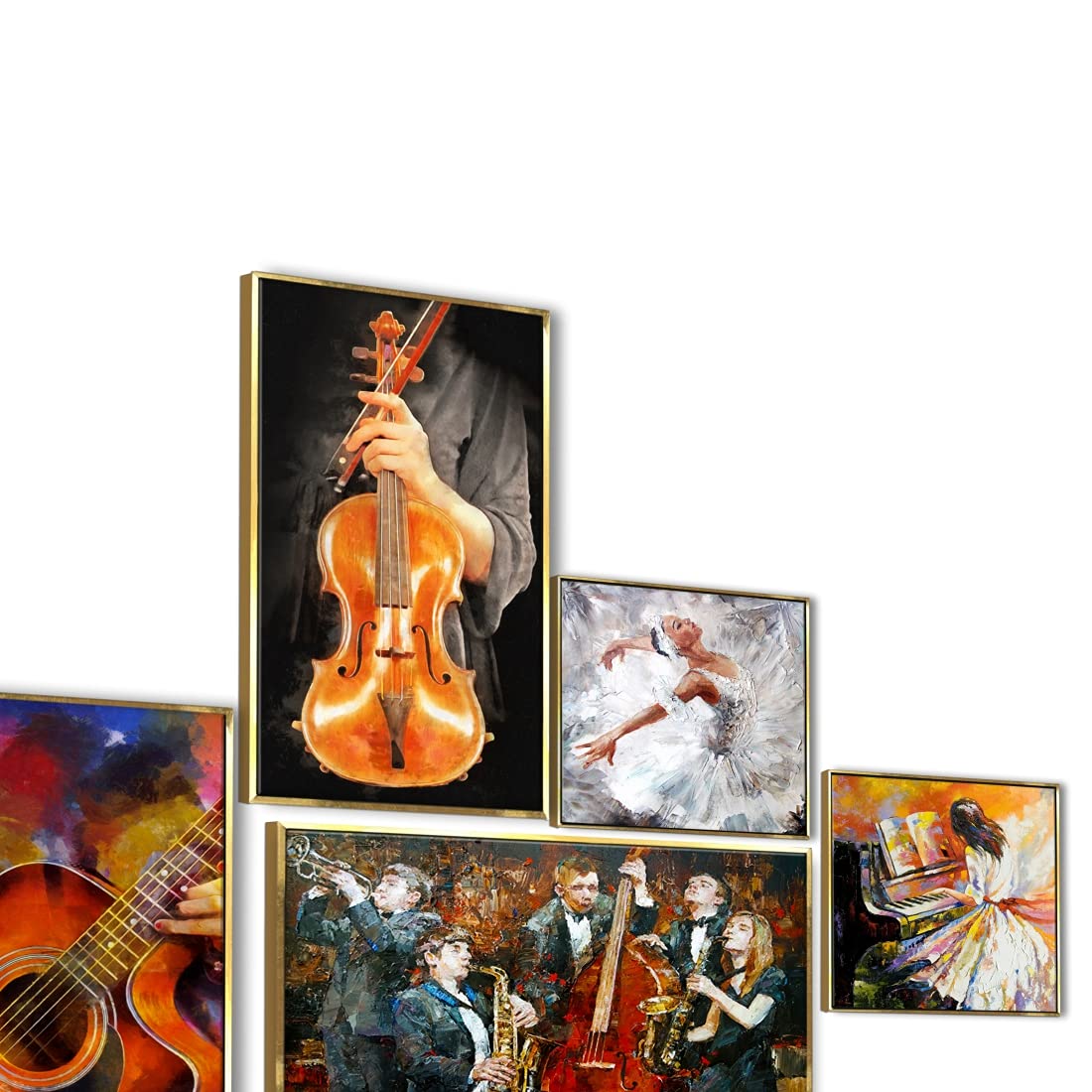 Music Canvas Floating Frame Collage Painting for Bedroom Wall Decoration