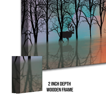 Deer in Forest Canvas Wall Art Painting 