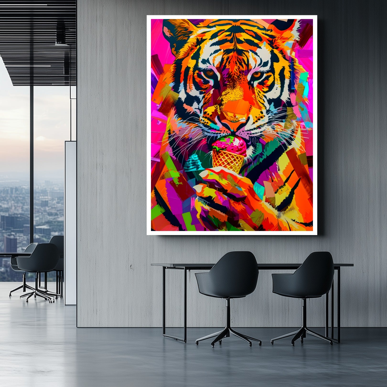 Vibrant Tiger Pop Art canvas wall art painting