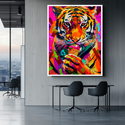 Vibrant Tiger Pop Art canvas wall art painting