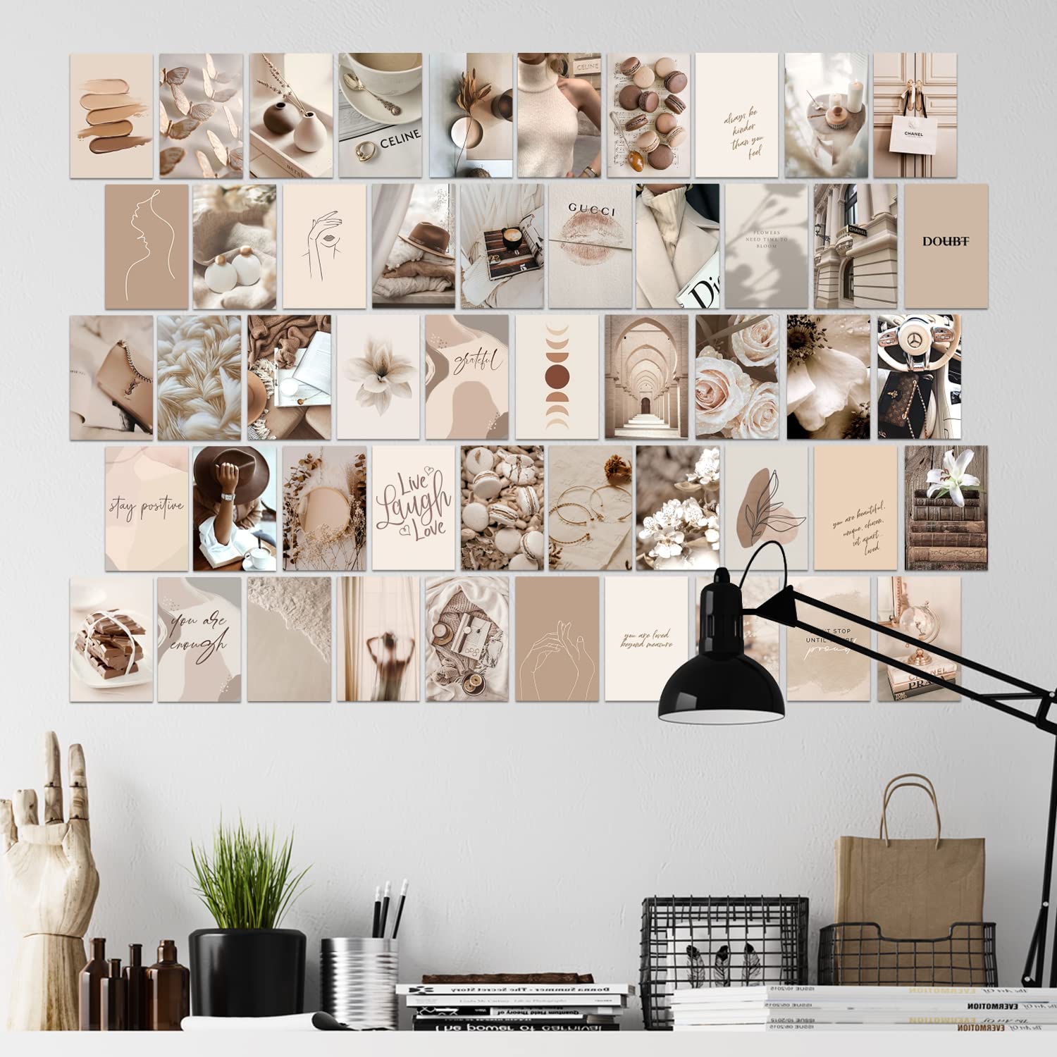 Beige Wall Collage Kit Aesthetic Canvas Wall Art Painting