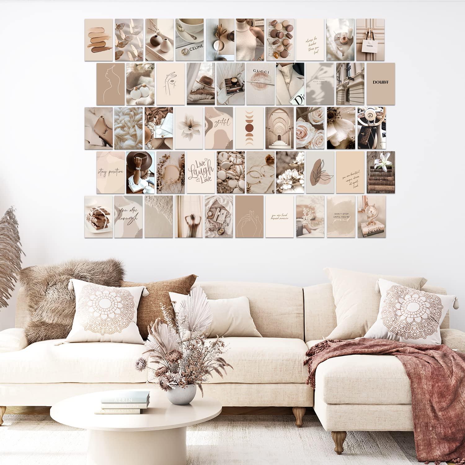 Beige Wall Collage Kit Aesthetic Canvas Wall Art Painting