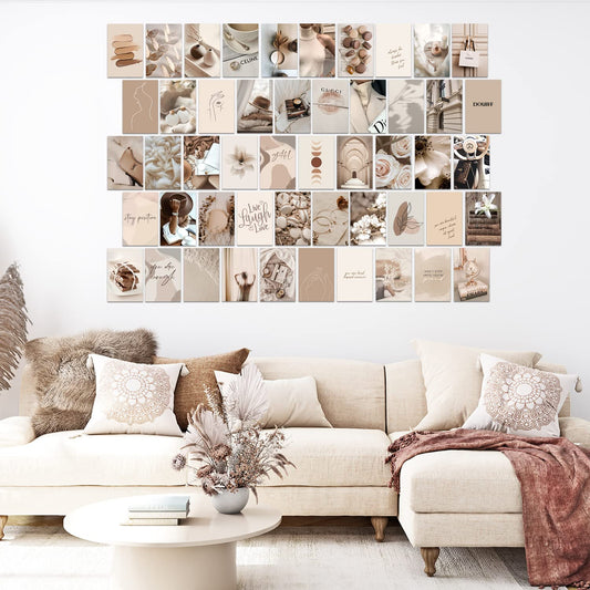 Beige Wall Collage Kit Aesthetic Canvas Wall Art Painting