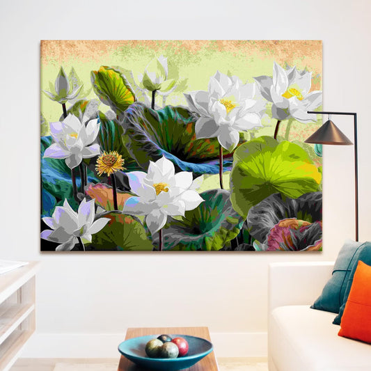 White Lotus Canvas Wall Art Painting