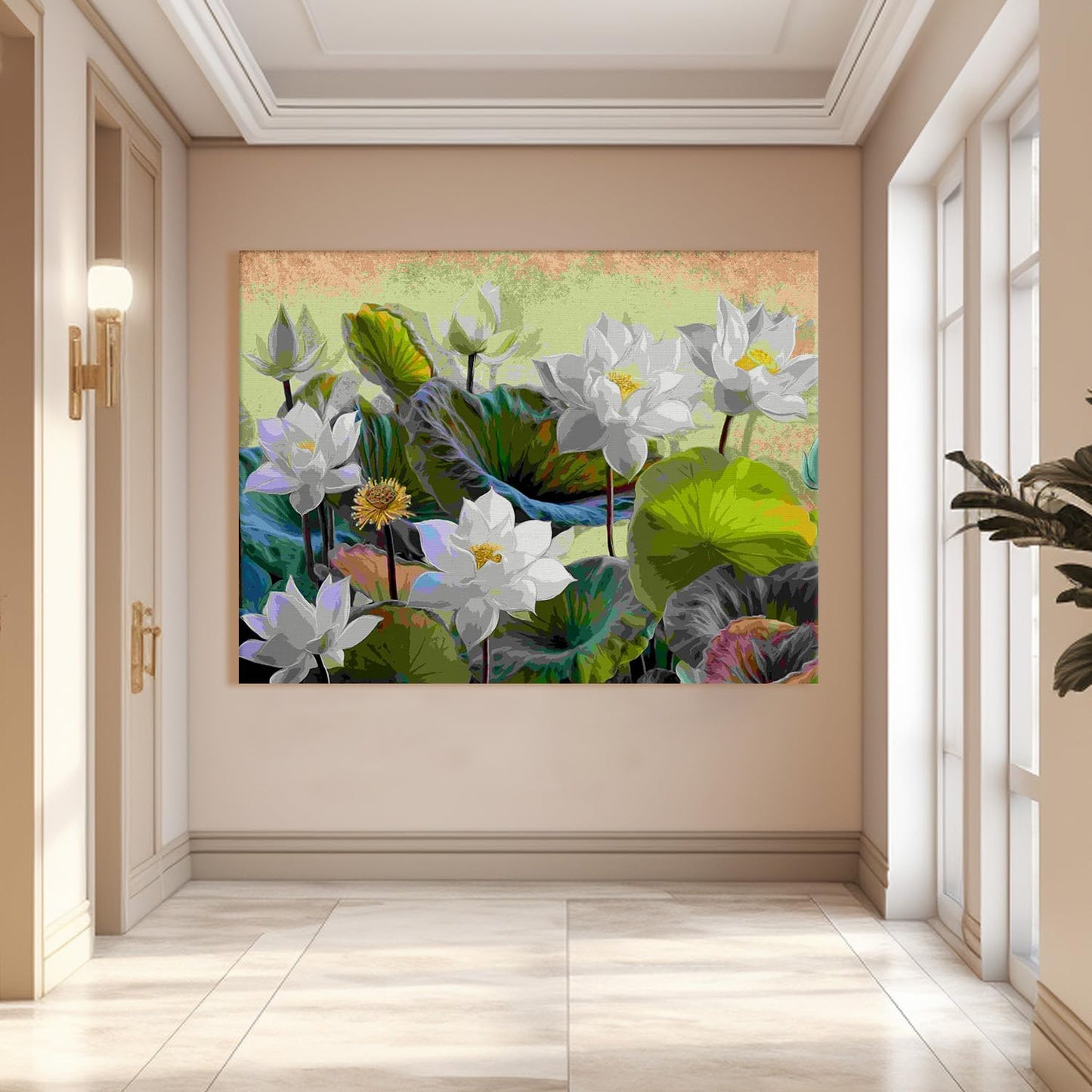 White Lotus Canvas Wall Art Painting
