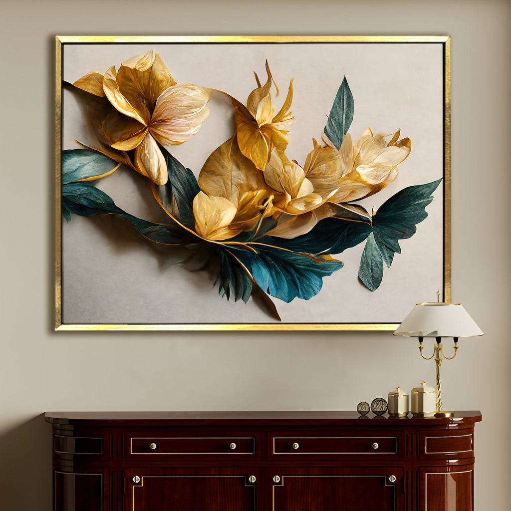 PAPER PLANE DESIGN Canvas Floral Wall Art: A Symphony of Nature's Elegance Large Size Canvas Framed Paintings For Living Room, Office, Home Decor. (FLWA05)