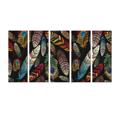 Peacock Feathers Vibrant 5 Panel Luxury Wall Art Painting For Living Room Wall Decor