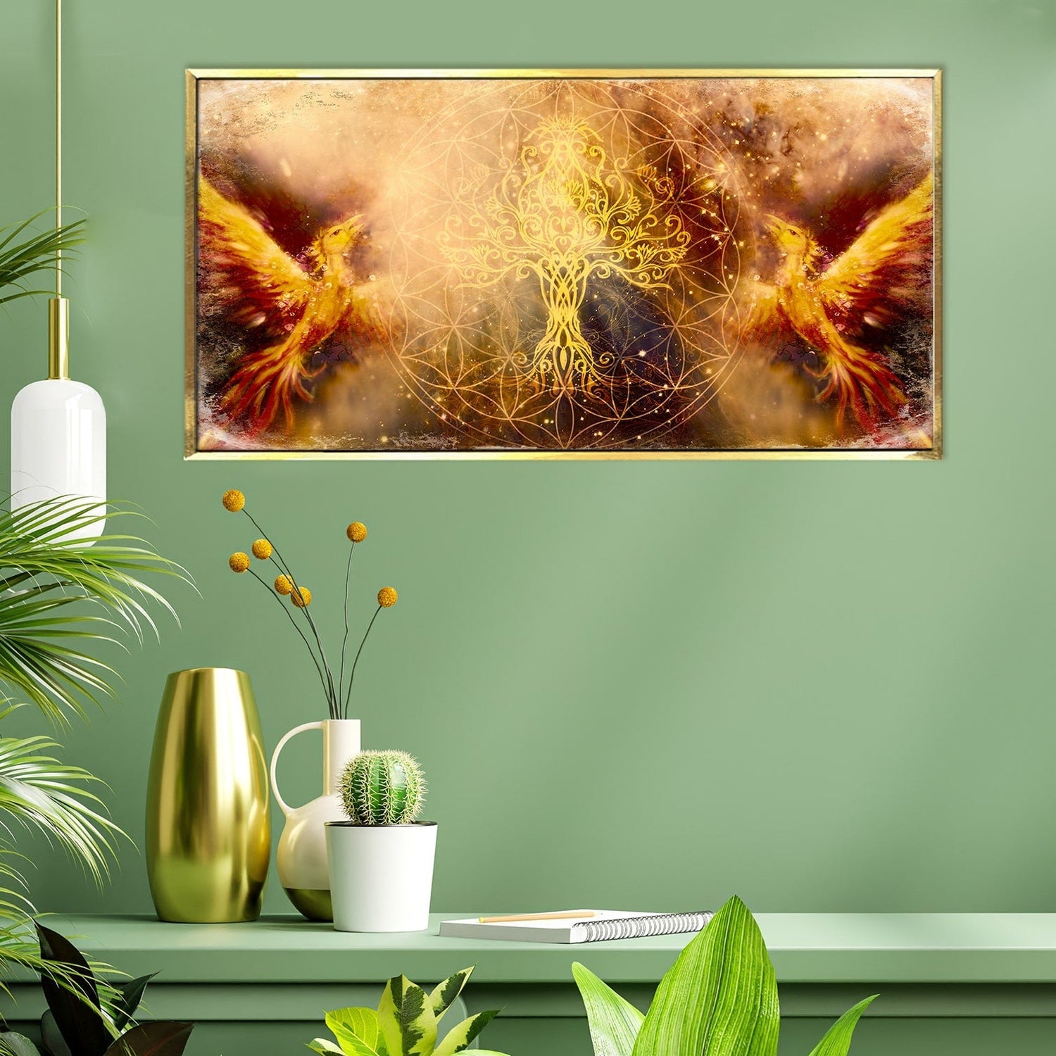 Pair Of Phoenix With Tree Of Life  Canvas Wall Art Painting