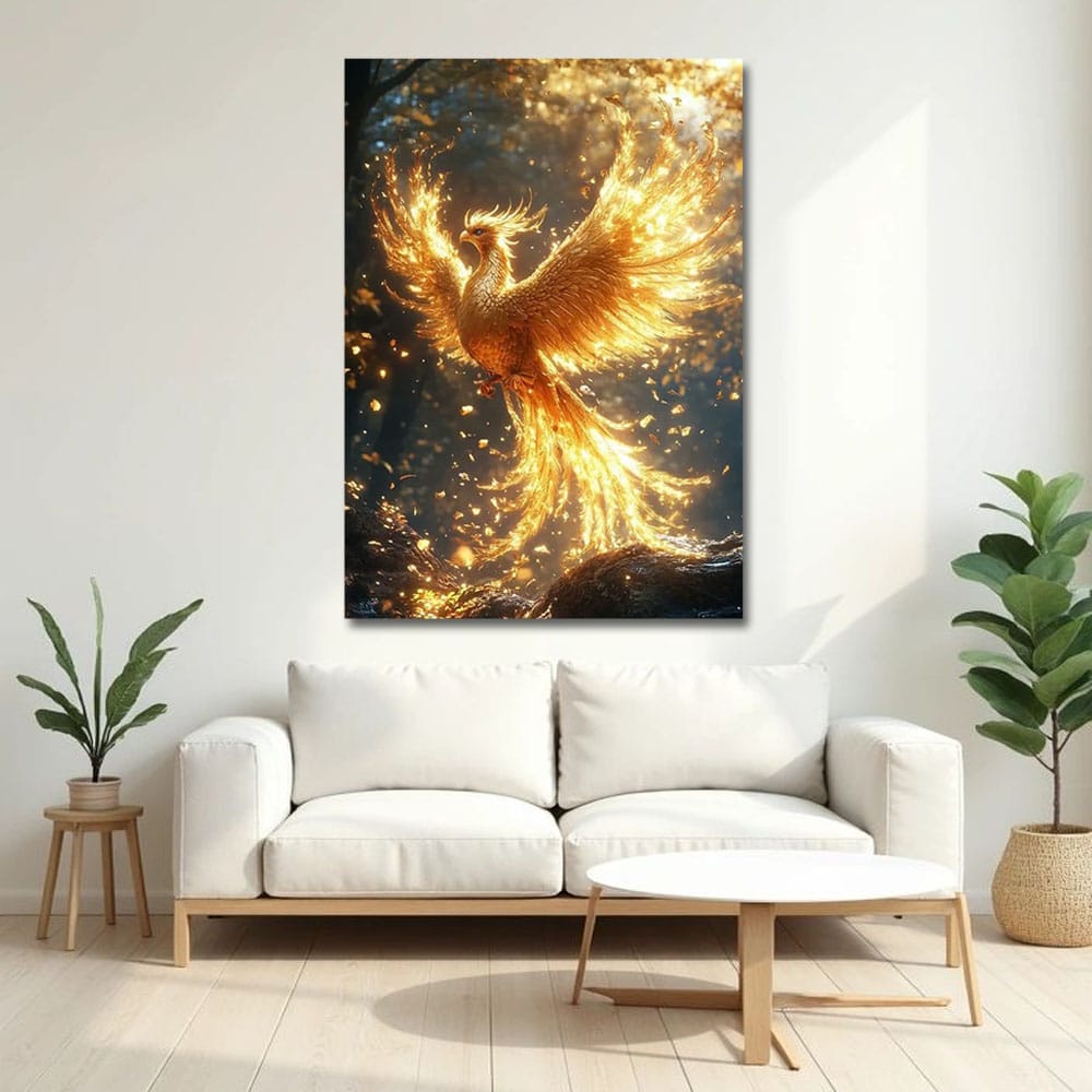 Fiery Phoenix Canvas Wall Painting For Hotel And Office Room Decoration