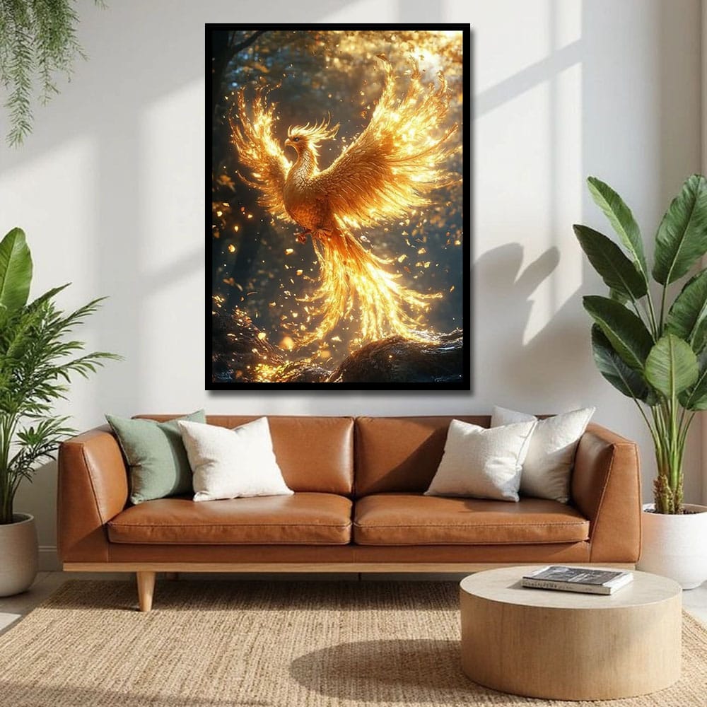 Fiery Phoenix Canvas Wall Painting For Hotel And Office Room Decoration
