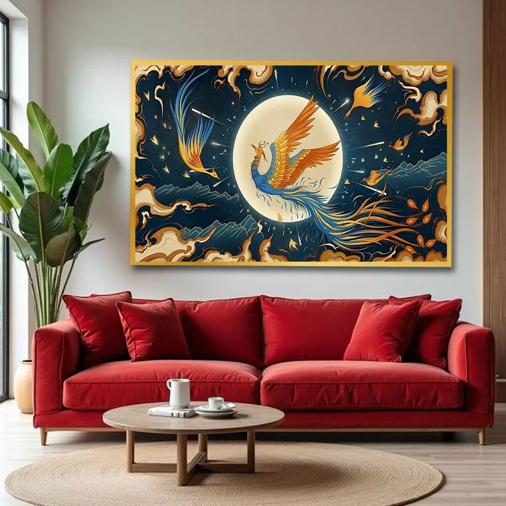 Fiery Phoenix Canvas Wall Art For Hotel And Kid's Room Decoration