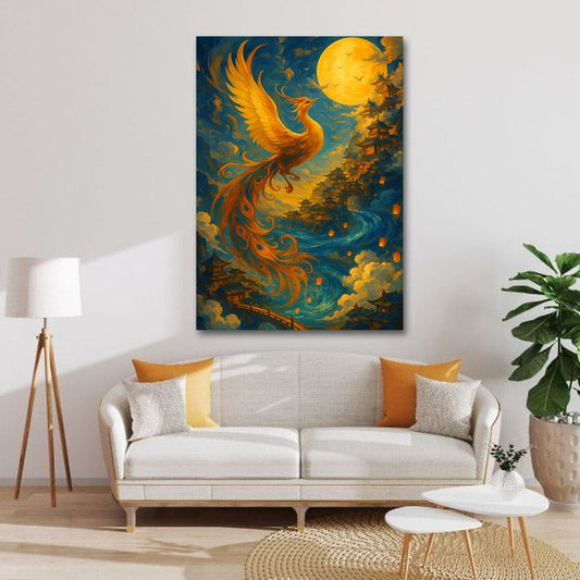 Fiery Phoenix Canvas Wall Painting For Hotel And Office Room Decor