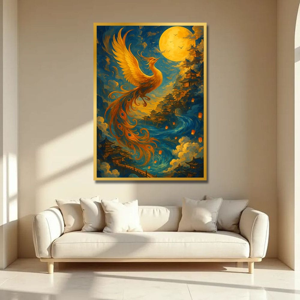Fiery Phoenix Canvas Wall Painting For Hotel And Office Room Decor