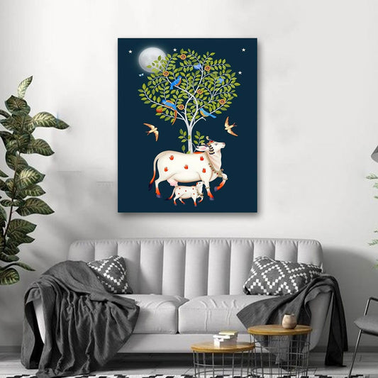 Spiritual Cow Pichwai Canvas Wall Painting For Home Decor
