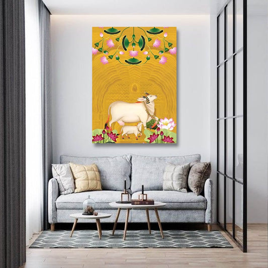 Spiritual Cow Pichwai Canvas Wall Painting