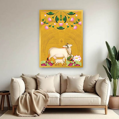 Spiritual Cow Pichwai Canvas Wall Painting