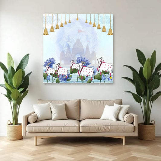 5 Spiritual Cow Pichwai Canvas Painting