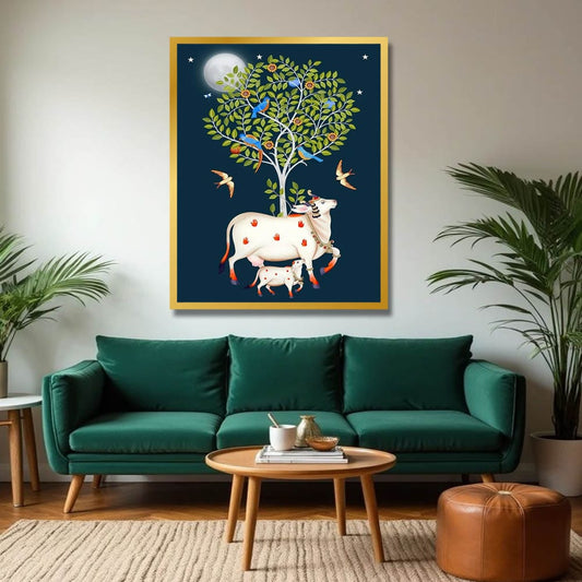 Spiritual Cow Pichwai Canvas Wall Painting For Home Decor