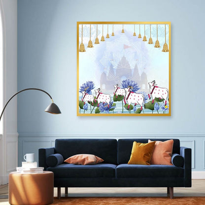 5 Spiritual Cow Pichwai Canvas Painting