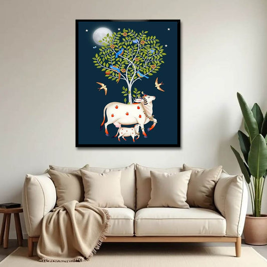 Spiritual Cow Pichwai Canvas Wall Painting For Home Decor