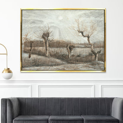 Pollards Birch Trees Color Wall Art Large Size by Vincent Van Gogh Paintings for Bedroom Living Room Home Office Décor. (VAWA010).