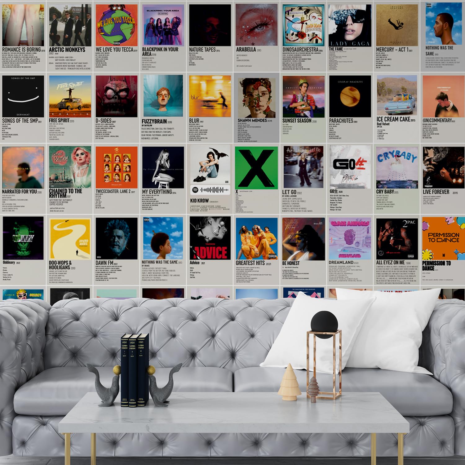 Posters Set of 120 Small Wall Poster Set Wall Collage for Home Decoration Office Decor Size 6 in x 4 inch (MINIMALISTIC ALBUM COVER MUSIC)