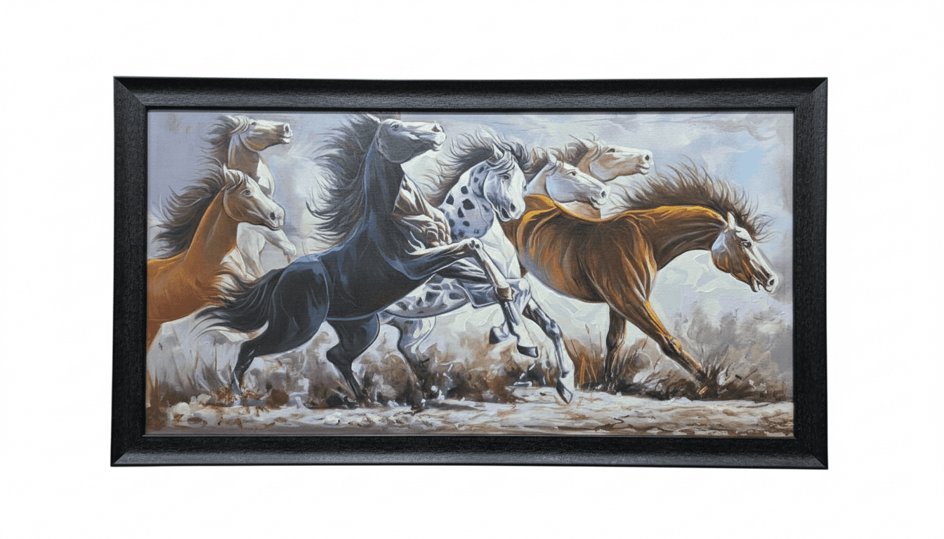 7 Running Horses Oil Painting for Wealth & Success