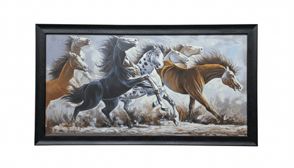 7 Running Horses Oil Painting for Wealth & Success