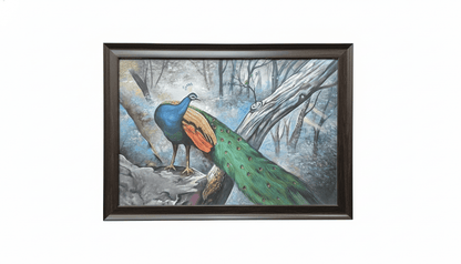 Peacock in a Forest Hand Painting Wall Art Decor