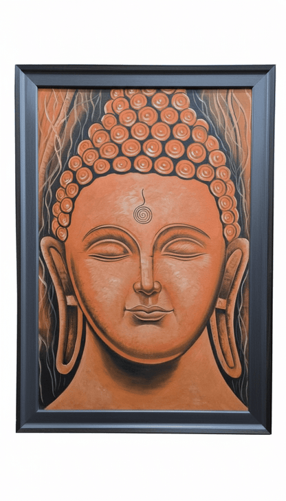 Serene Buddha Portrait Hand Painting Wall Art for Living Room or Office