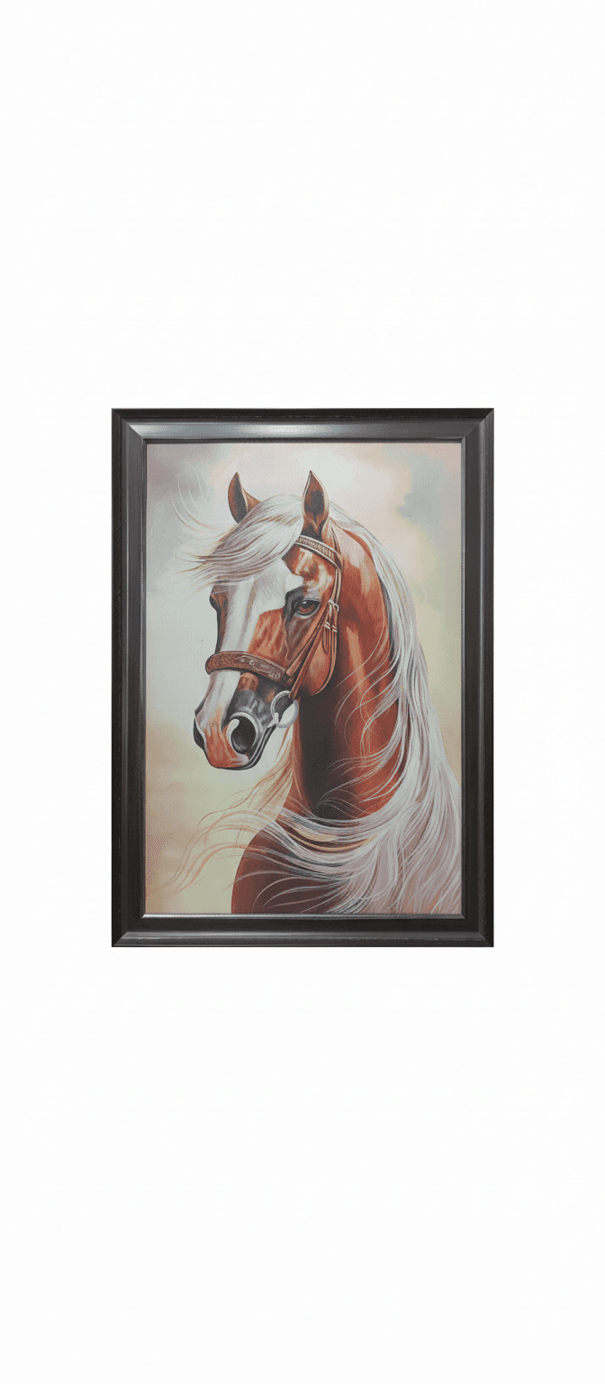 Regal Horse Portrait Hand Painting Artwork Decor