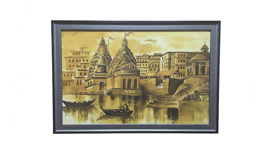 Varanasi River Scene Hand Crafted Painting