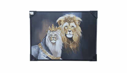 Regal Lion Portrait Hand Painting Wall Art Decor