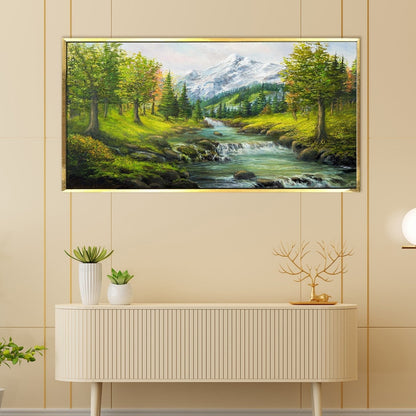 Beautiful Spring River In Mountain III Canvas Wall Art Paintings 