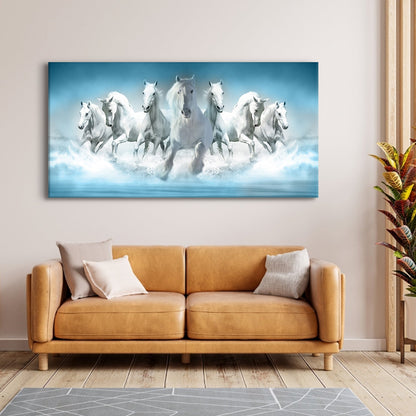 Seven Running Horses Vastu Canvas Wall Art Paintings 