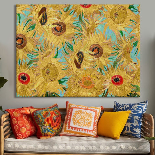 Sunflower Wall Art Large Size Framed Canvas by Vincent Van Gogh Famous Paintings Abstract Wall Décor for Living Room Home Decorations (VAWA09).
