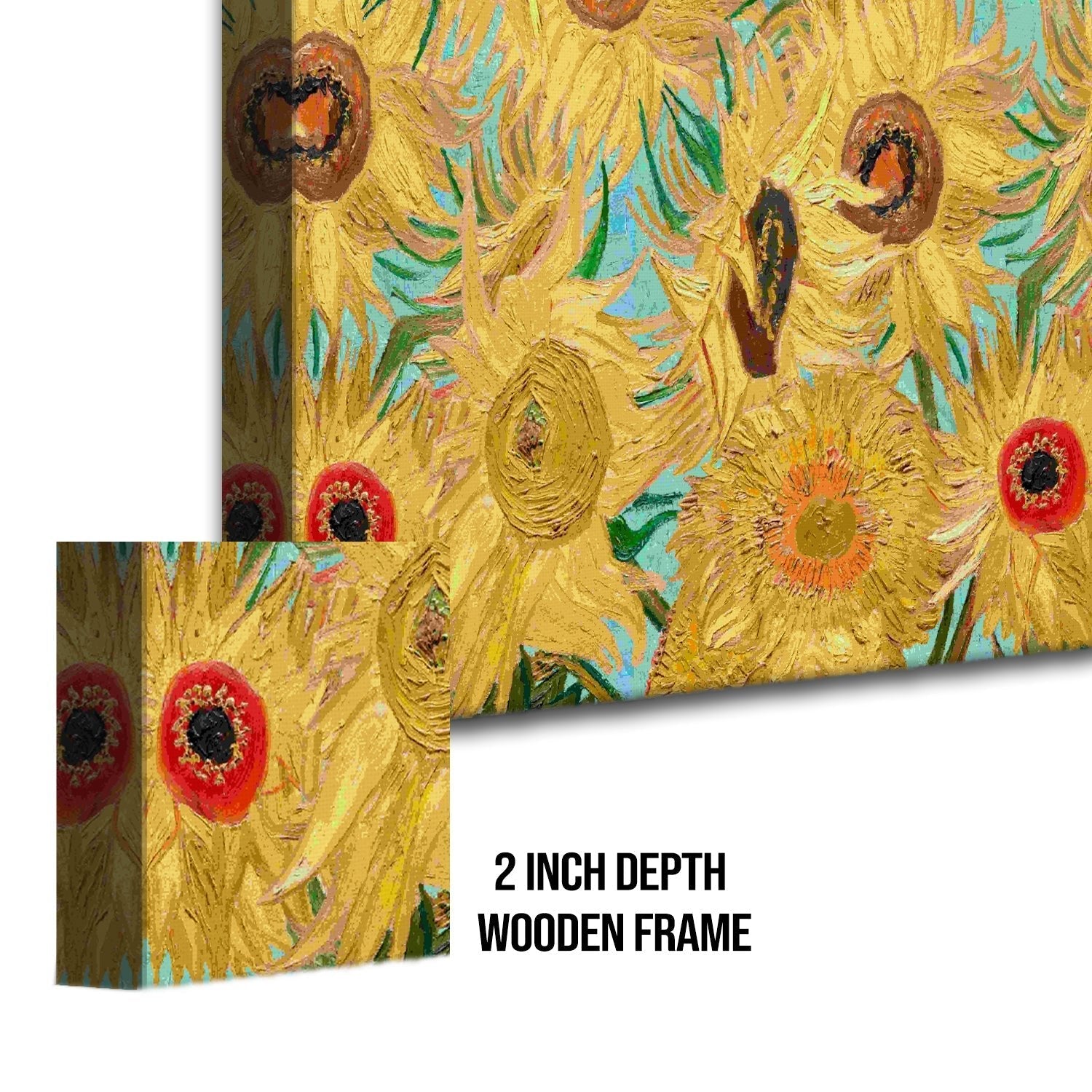 Sunflower Wall Art Large Size Framed Canvas by Vincent Van Gogh Famous Paintings Abstract Wall Décor for Living Room Home Decorations (VAWA09).
