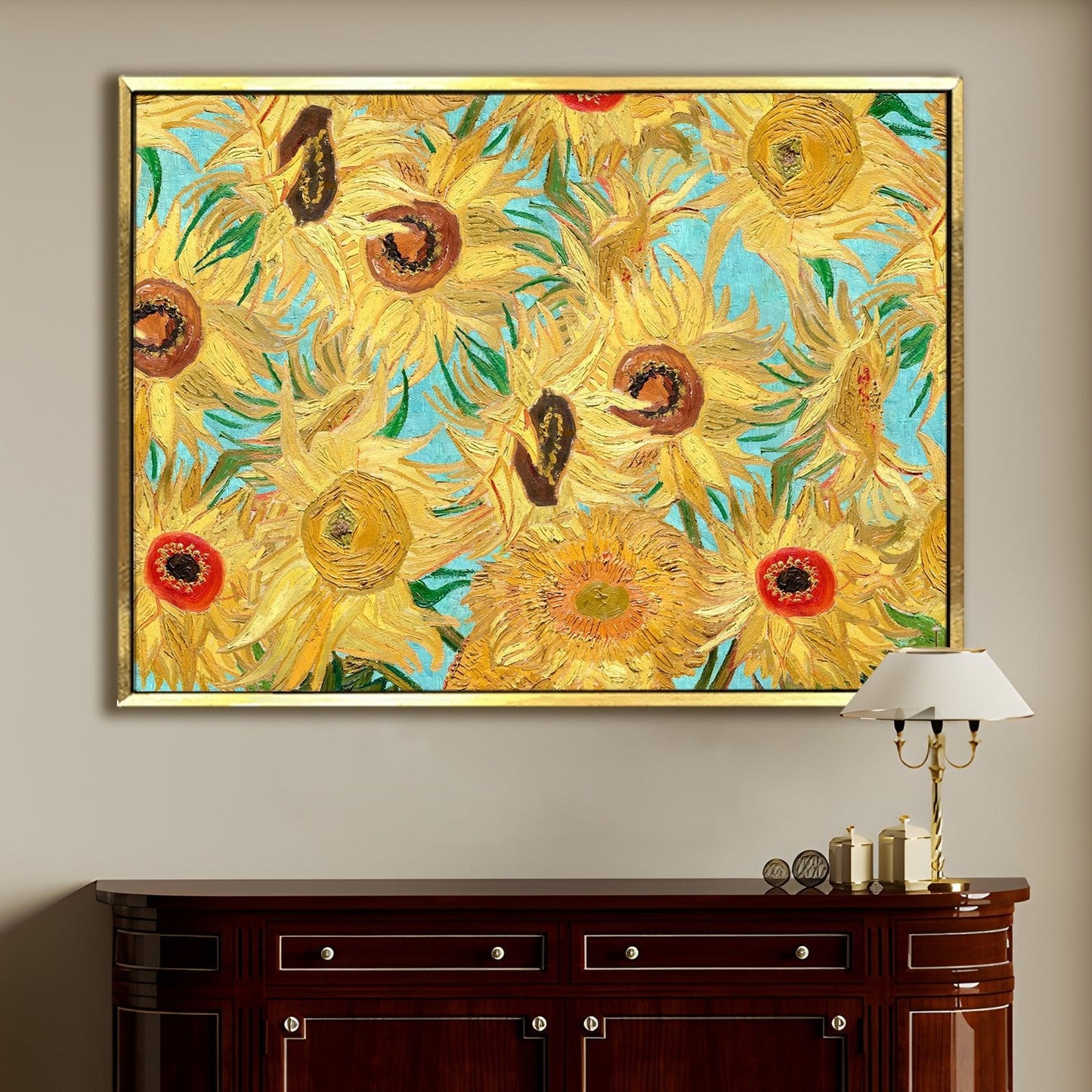 Sunflower Wall Art Large Size Framed Canvas by Vincent Van Gogh Famous Paintings Abstract Wall Décor for Living Room Home Decorations (VAWA09).