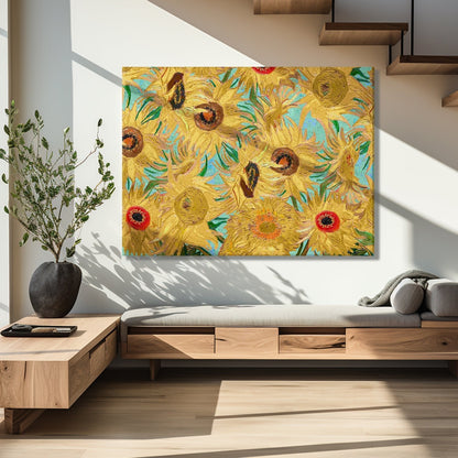 Sunflower Wall Art Large Size Framed Canvas by Vincent Van Gogh Famous Paintings Abstract Wall Décor for Living Room Home Decorations (VAWA09).
